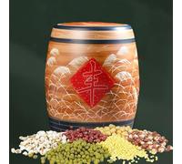 YCBTPS Rice Storage Box With Lid, Household Ceramic Sealed Storage Tank, Chinese Large-Capacity Dispenser For Cereal, Handcrafted Porcelain Pot For Beans Corns(10KG-22lb)