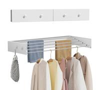 YCBTREE Wall Mounted Clothes Drying Rack,60cm Foldable Wall Mount Clothes Airer Heavy Duty Carbon Steel Wall Dryer with 4 Hooks 25Kg Load Capacity for Indoor and Outdoor (60cm(23.6in))