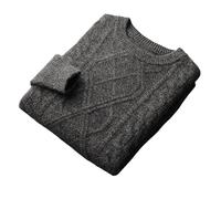 YCCHAH Sweaters Autumn and Winter New Men's Sweater Round Neck Five-pin Three-strand Thickened Diamond Soft Waxy Loose Casual Sweater for Men Sweaters For Men(C,M)