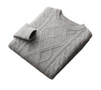 YCCHAH Sweaters Autumn and Winter New Men's Sweater Round Neck Five-pin Three-strand Thickened Diamond Soft Waxy Loose Casual Sweater for Men Sweaters For Men(D,XXXL)