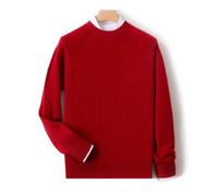 YCCHAH Sweaters Wool Sweater Men Round Neck Diamond Jacquard Jumper Inner Loose Knitted Cashmere Bottoming Shirt Sweaters For Men(A,XXXL)