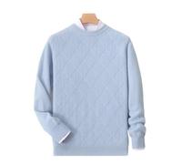 YCCHAH Sweaters Wool Sweater Men Round Neck Diamond Jacquard Jumper Inner Loose Knitted Cashmere Bottoming Shirt Sweaters For Men(D,L)