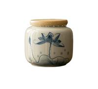 YCCHAH Tea Set Hand-painted Distant Mountains, Green Bamboo, Persimmon Tea Cans, Small Ceramic Sealed Tea Cans, Moisture-proof Home Use Tea Storage Jar(D)