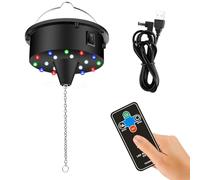 YCCOKJJ Disco Ball Motor Mirror Ball Rotating Motor 10 RPM Rotating Motor Lights with Remote Control and Power Cable, 4 Colourful Lights and 18 LED Beads Multi-Mode Quiet Drive Motor