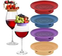 YCCOKJJ Wine Glass Toppers, Pack of 4, Red Wine Glass, Charcuterie Topper, Creative Reusable Silicone Wine Glass Topper, Wine Glass Covers, Appetizer Plates for Desserts and Drinks, Party Accessories