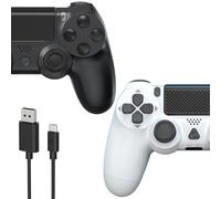 YCCSKY 2 Pack Wireless P-4 Controller, Gamepad für P4/Pro/Slim/PC-Schwarz und Weiß, mit Turbo-Option, Rücktaste, Dual Vibration, 6-Achsen Gyrosensor und Touchpanel