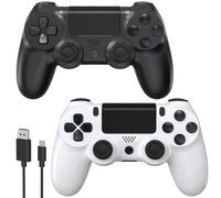YCCSKY 2 Pack Wireless P4 Controller,Gamepad für P4/Pro/Slim/PC-Schwarz und Weiß, mit Turbo-Option, Rücktaste, Dual Vibration, 6-Achsen Gyrosensor und Touchpanel
