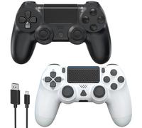 YCCSKY Wireless P4 Controller,Gamepad für P4/Pro/Slim/PC-Schwarz und Weiß, mit Turbo-Option, Rücktaste, Dual Vibration, 6-Achsen Gyrosensor und Touchpanel,2 Pack