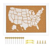 YCCYYCCY White Frame Cork Board Map of The United State, 14" X 11" Bulletin Boards for Walls with 10 Pins, Travel Tracker Map for Office, School and Home (US-MAP-2636-C)