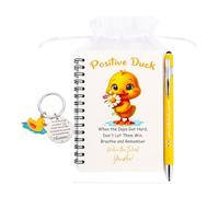 YCDKK Lucky Duck Gifts, 4 Pcs Positive Energy Inspirational Set with Notebook, Pen, Keychain & Pouch, Perfect Birthday & Thank You Presents for Women, Men, Friends (Duck Gifts)