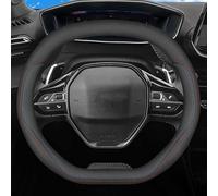YCDSSM Car Steering Wheel Cover for MG HS, Steering Wheel Protector Leather Anti-slip Breathable Interior Accessories,Double D-Black 3