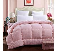 YCDZ Cashmere Winter Quilt, Lamb Wool Fabric Winter Quilt, Cashmere Liner, Thick Cashmere, Moisture-absorbing, Breathable and Warm Cashmere Quilt (Pink,220x240cm 4kg)