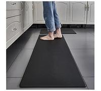 YCDZ Kitchen Mats Cushioned Anti Fatigue,Waterproof Non Skid Kitchen Rugs PVC Heavy Duty Standing Mat (Black,45 x 180 cm)