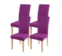 YCDZSW Dining Room Chair Cover, Stretch Velvet Chairs Covers, Removable Dining Chair Cover, Washable Chairs Protector, for Room, Hotel, Kitchen, Ceremony (Purple Red,Set of 4)