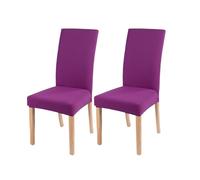 YCDZSW Dining Room Chair Cover, Stretch Velvet Chairs Covers, Removable Dining Chair Cover, Washable Chairs Protector, for Room, Hotel, Kitchen, Ceremony (Purple Red,Set of 2)