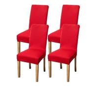 YCDZSW Dining Room Chair Cover, Stretch Velvet Chairs Covers, Removable Dining Chair Cover, Washable Chairs Protector, for Room, Hotel, Kitchen, Ceremony (Orange Red,Set of 4)