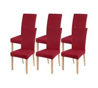YCDZSW Dining Room Chair Cover, Stretch Velvet Chairs Covers, Removable Dining Chair Cover, Washable Chairs Protector, for Room, Hotel, Kitchen, Ceremony (Brick Red,Set of 6)