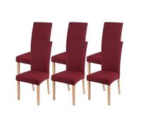 YCDZSW Dining Room Chair Cover, Stretch Velvet Chairs Covers, Removable Dining Chair Cover, Washable Chairs Protector, for Room, Hotel, Kitchen, Ceremony (Wine Red,Set of 6)