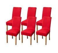 YCDZSW Dining Room Chair Cover, Stretch Velvet Chairs Covers, Removable Dining Chair Cover, Washable Chairs Protector, for Room, Hotel, Kitchen, Ceremony (Orange Red,Set of 6)