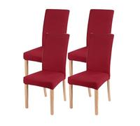 YCDZSW Dining Room Chair Cover, Stretch Velvet Chairs Covers, Removable Dining Chair Cover, Washable Chairs Protector, for Room, Hotel, Kitchen, Ceremony (Brick Red,Set of 4)