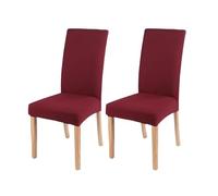 YCDZSW Dining Room Chair Cover, Stretch Velvet Chairs Covers, Removable Dining Chair Cover, Washable Chairs Protector, for Room, Hotel, Kitchen, Ceremony (Wine Red,Set of 2)
