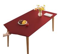 YCDZSW Rectangular Table Cloth Waterproof Wipeable- Elastic Edged Vinyl Rectangular Fitted Tablecloth,Table Cover for Kitchen,Dining,Courtyard,Party,Indoor,Outdoor Tabletop Decor (90X150CM,Red)