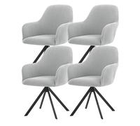 YCDZSW Stretch Chair Covers, Curved Back Accent Chairs Covers, Jacquard Curved Back Chair Slipcovers with Armrest, for Bedroom Living Room Kitchen Home (Light Grey,4PC)
