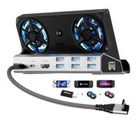 YCE12-in-1 Steam Deck Dock for ROG Ally X, Steam Deck, Legion Go, Switch | Dual 5cm RGB cooling fans, 6 USB ports, 4K 60Hz HDMI port, 1000Mbps Ethernet port, 100W PD fast charging