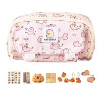 ycezw Capibara Pretty Pencil Case | Cute Pencil Holder Bags,Stationery Organizer with Wide School Supplies for Boys Girls Teens Graduation School Accessories, pink, Consulte la descripción, See
