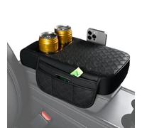 ycezw Center Console Cushion, Car Armrest Cushion with Cup Holder | Artificial Leather Car Armrest Cushion | Elbow Rest for Road Travel, Band Attachment