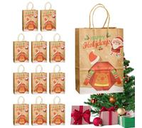 ycezw Christmas Paper Bags, Paper Bags with Handles | 12 Pack Party Favor Bags | Kids Holiday Bags, Christmas Bags with Exquisite Christmas Patterns for Gifts