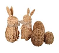 ycezw Easter Woven Rabbit Decorations, Rabbit Rabbit Rabbit Decoration - 5 x Easter Woven Rabbit Eggs - Rabies Rattan Spring Table Decoration for Home
