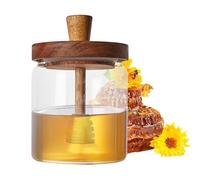 ycezw Honey Jar with Wooden Lid - 500ML Glass Honey Container, Sealed Honey Jar for Syrup Storage | Honey Spoon Lids with Wooden Stirring Stick, Stoc Solution