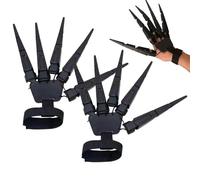 ycezw Movable Fingers, Finger Claws | 2 Pieces Finger Extension Halloween Gloves - Halloween Joint Finger, Skull Finger, Skeleton Bone Claw Hand for Halloween, a, Black