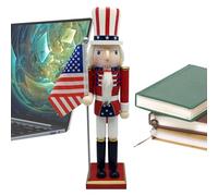 ycezw Patriotic Nutcracker Statue | Decorative Wooden Statue for the 4th of July, Multifunctional Soldier, Traditional Decoration for Living Room, Bedroom or Children's Room