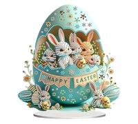 ycezw Peinture De Pierres Précieuses Lapin De Pâques, Peinture D'art De Pierres Précieuses De Lapin | Kits De Peinture D'art Artisanal De Lapin D'oeuf De Pâques - Ornements De Bureau Double Face Pour