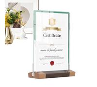 ycezw Picture Frame - Rustic Wood, Acrylic Display | Wood Certificate Holder, Clear Document Holder, Vertical Horizontal Base, Diploma Picture Decoration, Me