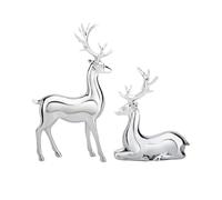 ycezw Reindeer Christmas Ornaments, Silver Reindeer Christmas Ornaments - Electroplated Silver Reindeer Statue, 2 Pieces Craft Piece for Home Decoration, Home Decoration