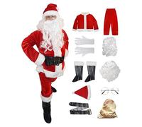 ycezw Santa Claus Complete Costume,Santa Claus Costume for Men - Santa Suit for Men - Classic Professional Santa Suit for Christmas Party and Cosplay.