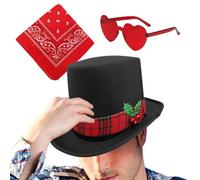 ycezw Santa Cowboy Hat, Christmas Cowgirl Hat - Cowboy Hat Cosplay Western Hat,Christmas Party Hat with Heart Glasses 3X Cowgirl Hat