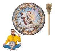 ycezw Shaman Drum, Shaman Drums for Adults - 10 Inch Christmas Wooden Shamanic Drums with Wand - Sound Healing Instrument for Spiritual Music, Decorations for the