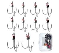 ycezw Shrimp Bait Hook 10 Set Fishing Hooks Steel 3 Pointed Fishing Rigs Versatile Fishing Equipment for Trout Perch Throwing Jigging Train - Lake River Sea Day Night Pontoon Waters
