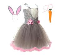 ycezw Sleeveless Mesh Dress,Easter Sleeveless Outfit,Princess Easter Cosplay Show Dress with Plush Carrots | Sleeveless Cartoon Easter Dress for Girls