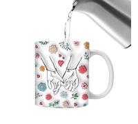 ycezw Teardrop Cup For Couple, Flower Cups, Cappuccino Cappuccino On The Hand Motif - Flower Drink Cup For Milk Coffee, Cappuccino, Frozen Tea, Hot Drink