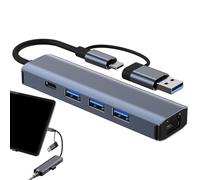 ycezw USB C Ethernet Adapter, USB to Ethernet Adapter | High Speed Laptop Ethernet Adapter USB Network Adapter | Practical RJ45 Internet Adapter USB Hub with Ethernet for Travel