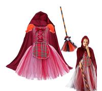 ycezw Witch Costume for Girls,Halloween Witch Costume for Girls | Witch Wizard Dress Kit for Kids,Halloween Cosplay Outfits,Halloween Witch Costume,Halloween Witch Costume,Props for
