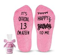 Ycfish 1 Pair Cute Fluffy Pink Socks for the Girl on Her Birthday, Celebrate This Unforgettable and Happy Day, Comfortable Long Stockings Suitable for Women and Girls Daily Wear