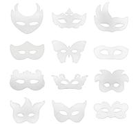 Ycfish 12 Pcs White Masquerade Mask, Personalised Half Face Masks, DIY White Masks Paper Cosplay Christmas Party Mask Unpainted Plain Craft Masquerade Masks for Christmas Mardi Gras Party Mask