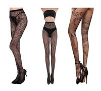 Ycfish 3 Pairs Halloween Tights Spider Web Tight, Halloween Decorations, Sheer Fishnet Pantyhose for Womens Parties Halloween Costumes, Cosplay