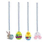Ycfish 4 Pcs Easter Eggs Necklaces, Easter Beaded Bunny Necklaces, Egg Carrot Chick Rabbit Necklace for Birthday Party Costume Accessories